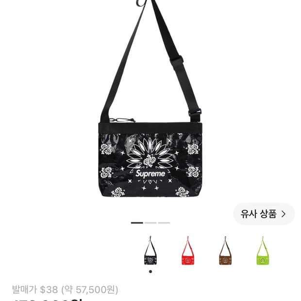 슈프림 반다나 타프 사이드백 블랙