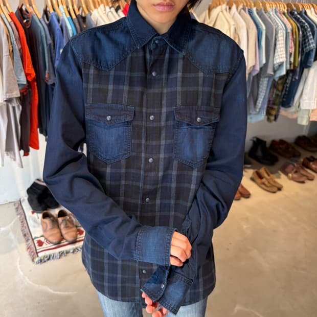ZARA MAN 데님 컬렉션 체크 남방 M