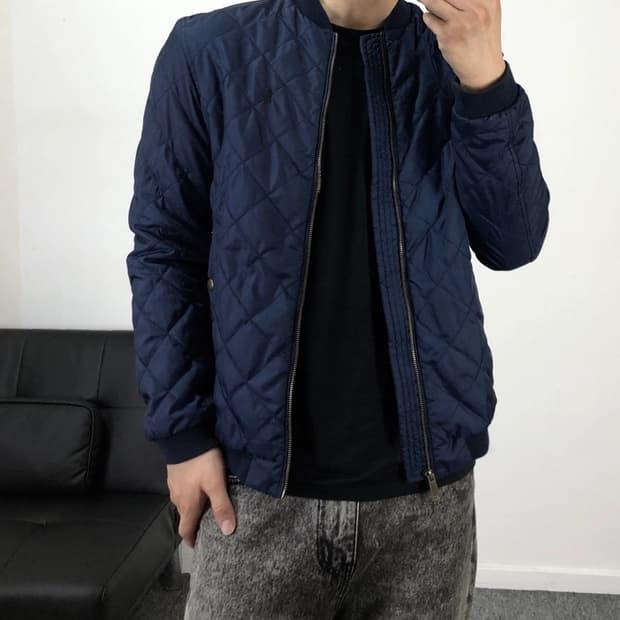 폴로 정품 퀼팅 경량자켓 네이비 톤온톤로고