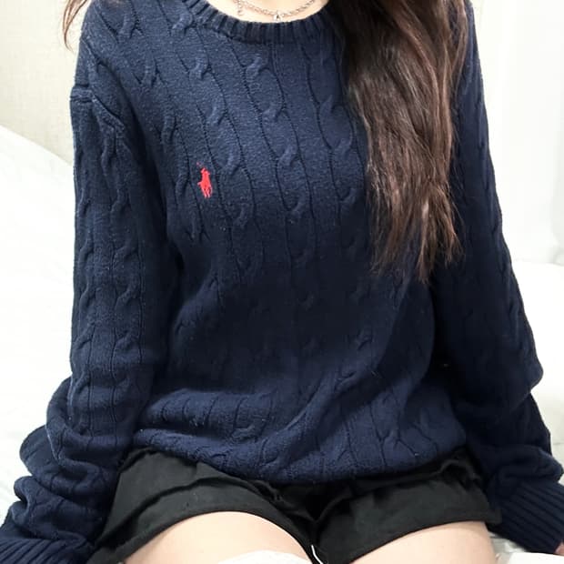 폴로 레드포니 네이비 케이블니트