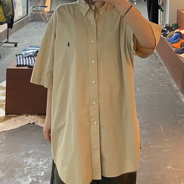 폴로 랄프로렌 베이지 반팔 셔츠 H2666