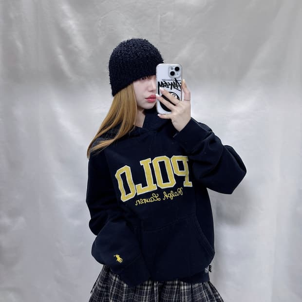 폴로 랄프로렌 블랙 빅로고 후드 