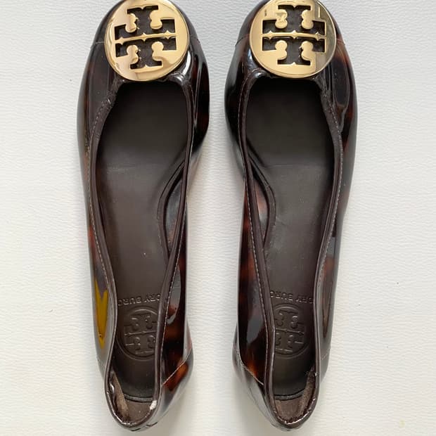 [토리버치] 토르토이즈 쉘 레바 발레 호피 젤리 플랫슈즈 6.5(정품)