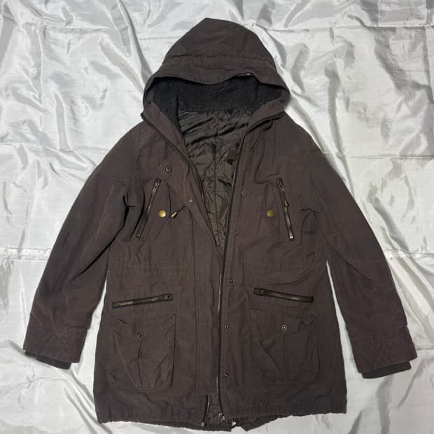 O0s Mode Dark Brown Hooded Jacket