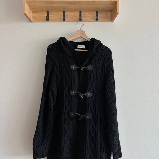 jpn 꾸레쥬 니트 후드가디건 더플 후드 니트가디건 하구미 스즈코 너드