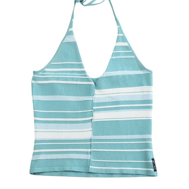 아르마니 익스체인지 민트 베이비블루 홀터넥 탑 키키코어