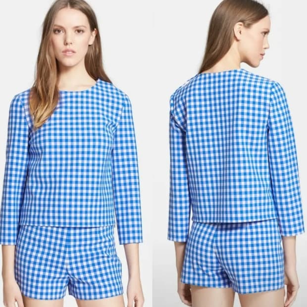 DVF 다이앤본퍼스텐버그 깅엄체크 블라우스 ~55