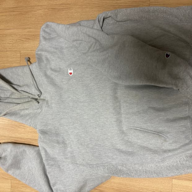 챔피언 그레이 후드 셋업 리버스위브 블루택 L