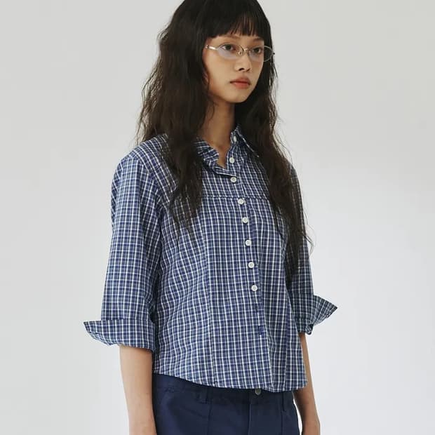플리즈프로젝트 체크셔츠 PETITE CHECK SHIRT 블루