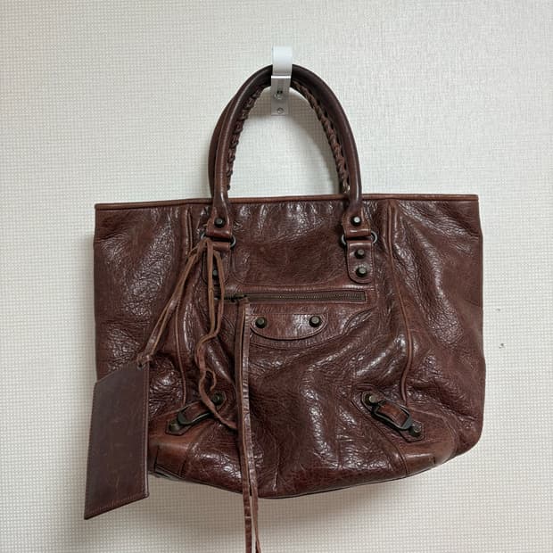 발렌시아가 모터백 선데이 토트백 브라운