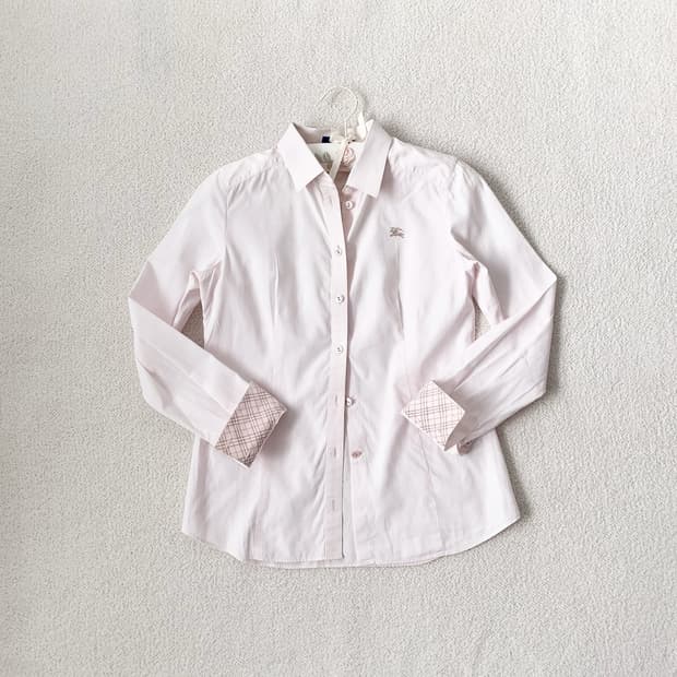 버버리 페일연핑크 노바체크 슬림핏 셔츠