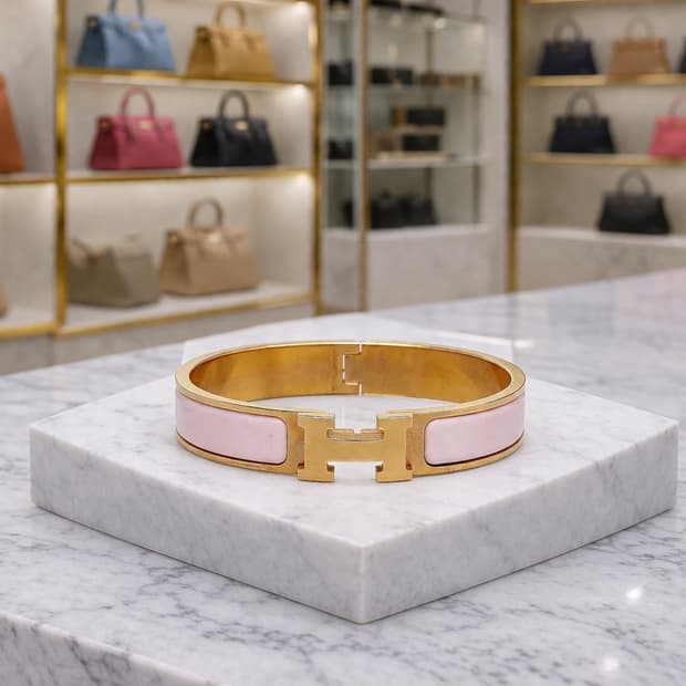 [A급] 에르메스 클릭아슈 H 브레이슬릿 PM 금장 핑크 판매합니다!!!