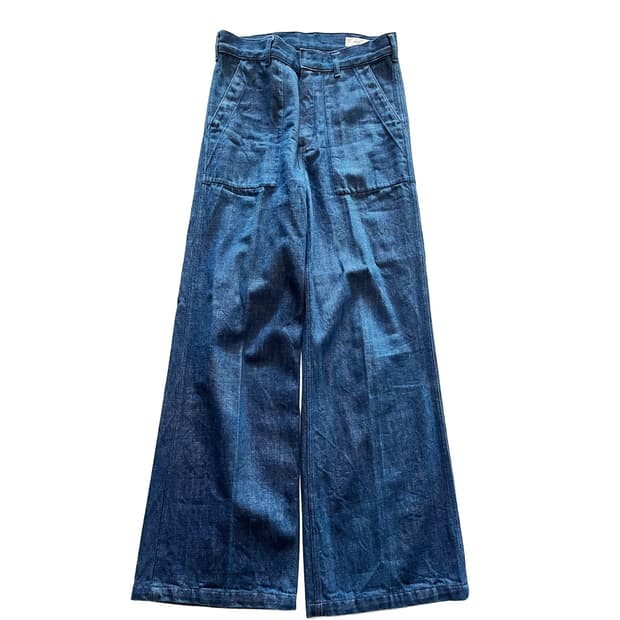 HYKE indigo denim flare pants