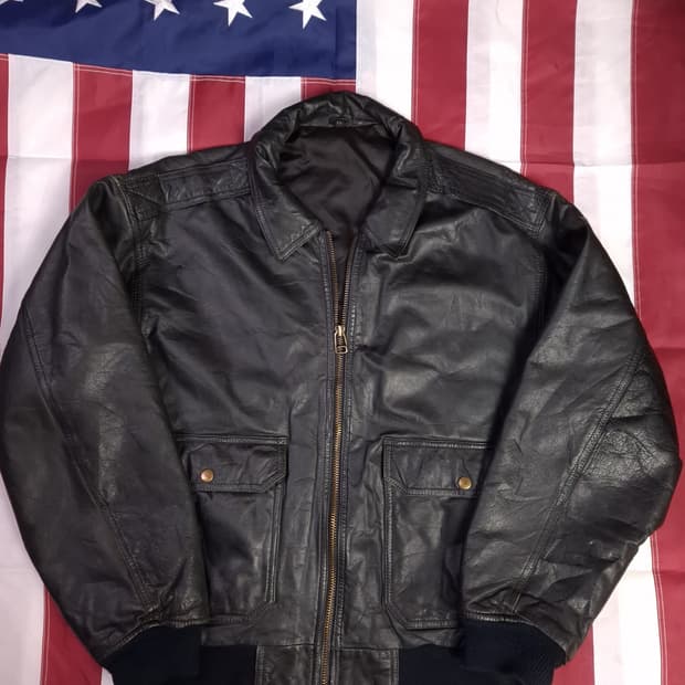 80's 국내산 일본 수출용 리얼레더 항공 자켓