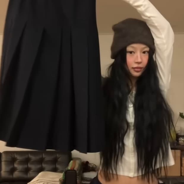 꼼데가르송 structured box pleats skirt
