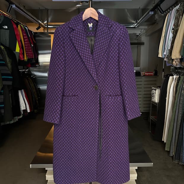 안나수이 퍼플 헤링본 롱코트 55 [S]