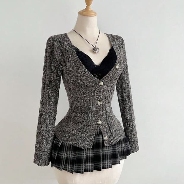 히메갸루 오네갸루 공겜여주 고스 딱붙핏 로걀 가디건 모리걸 하구미