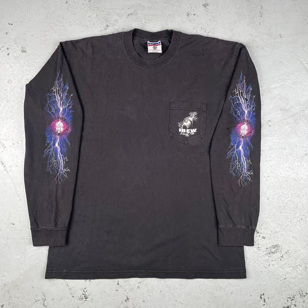 빈티지 IBEW 716 라이트닝 그래픽 롱슬리브