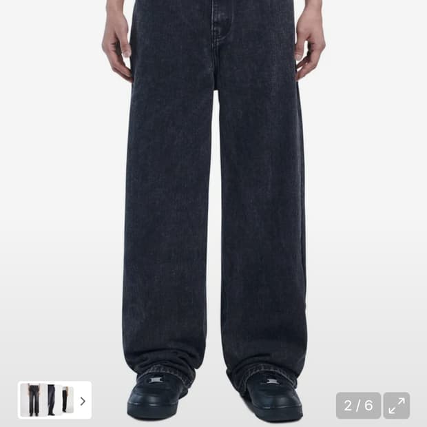 노매뉴얼 세미와이드 데님 팬츠 블랙 S