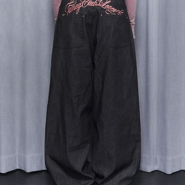 [2] 팬시클럽 프론트 핀턱 와이드 데님 팬츠 블랙