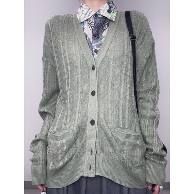 빈티지 그린 가디건