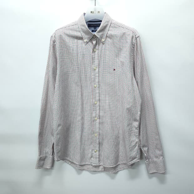 타미힐피거 레드&네이비 체크 봄가을 셔츠 (95~100)