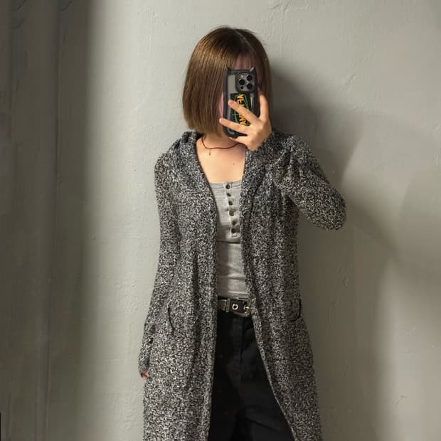 bokashi pocket hood cardigan
