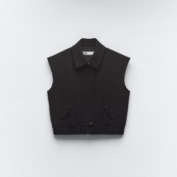 Zara 자라 포켓 셔츠 칼라 베스트 조끼 레이어드