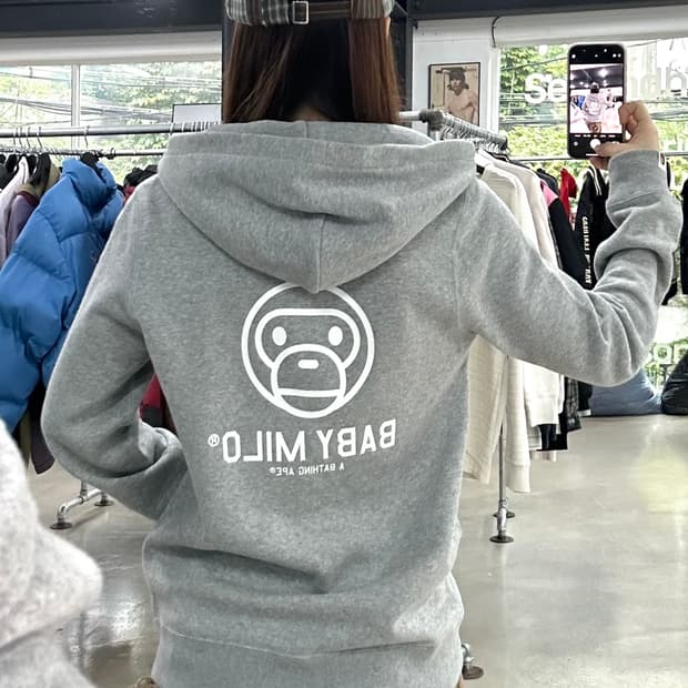 베이프 베이비마일로 백로고 투웨이후드집업