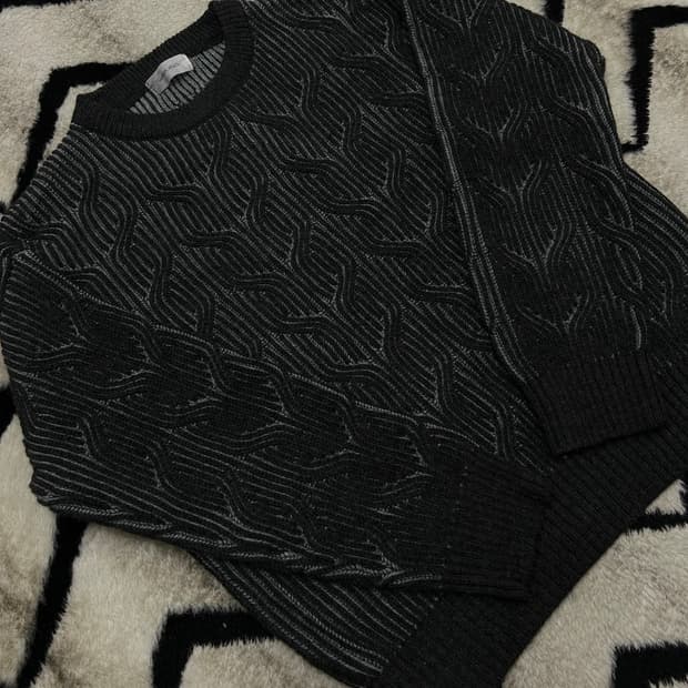 [L]메종미네드 오버핏 케이블 니트/챠콜