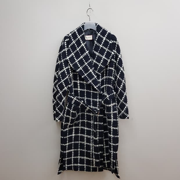 모조에스핀  체크  벨티드 롱코트 S사이즈