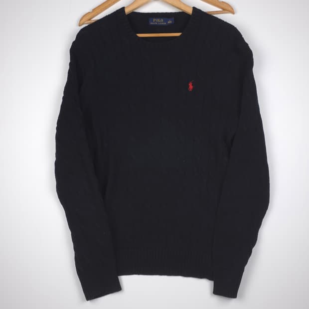 폴로 랄프로렌 코튼 케이블 니트 블랙 (L)