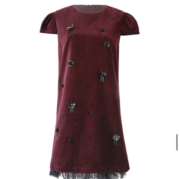 (새제품)쎄무아듀 앳코너 벨벳 버건디 원피스