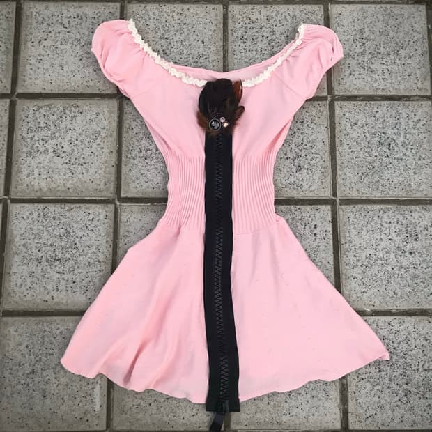 Chunky Zip Feather Dress