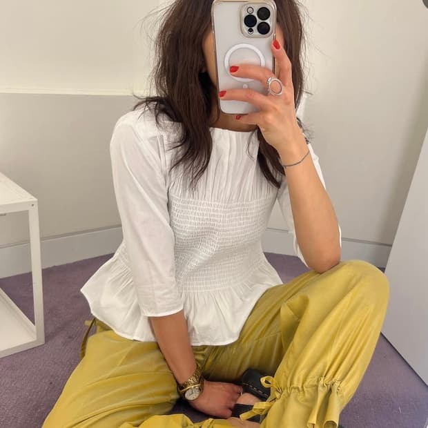 SEEALL 씨올 스모크 블라우스