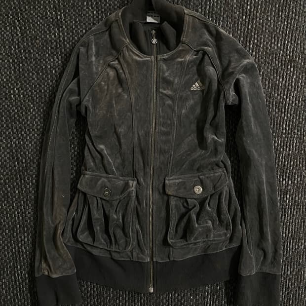 00’s Adidas Grey Velvet Zip Up
