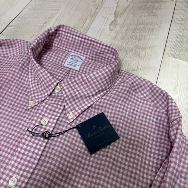 [XXL] 브룩스 브라더스 깅엄 체크 린넨 셔츠 새상품