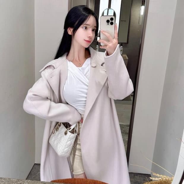 메이윤 패딩 핸드메이드 코트 기본기장 오트밀핑크