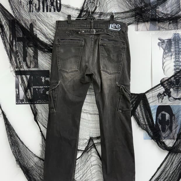 Lee back pocket buckle detail gray jeans