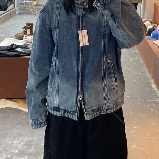 르메이 데님 워싱 라이더 자켓 H1711