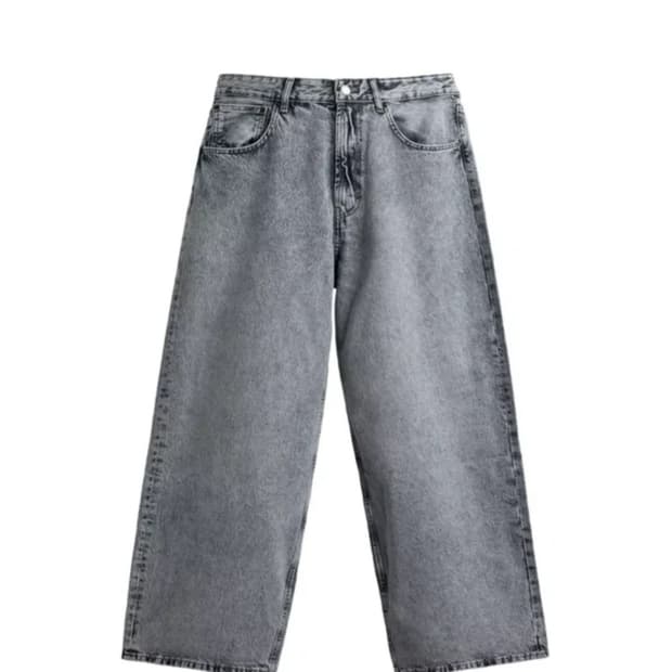 ZARA JEANS WIDE BAGGY FIT 회색 데님34