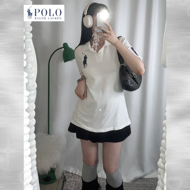 폴로 랄프로렌 화이트 오버핏 카라 티셔츠