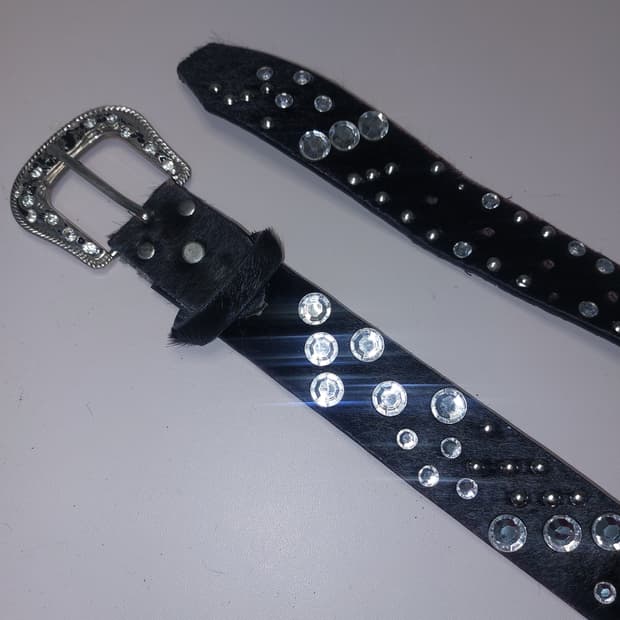 펑크 고스 벨벳 왕큐빅 스터드 벨트
