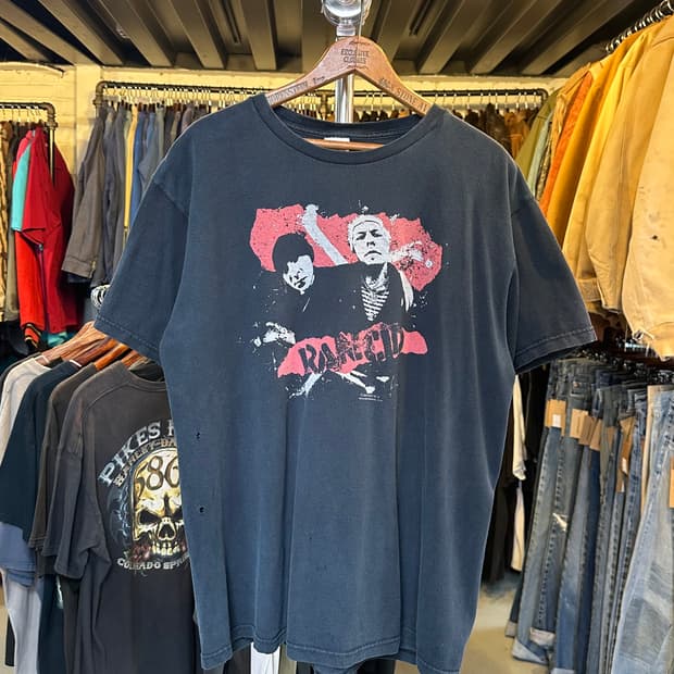 랜시드 락밴드 페이드 프린팅 티셔츠