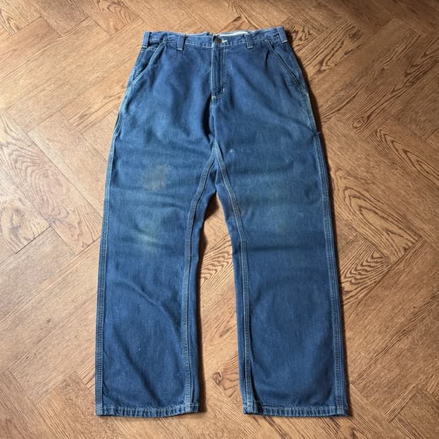 [30]칼하트 USA 덩가리핏 더티워싱 싱글니 카펜터 워크 데님 팬츠