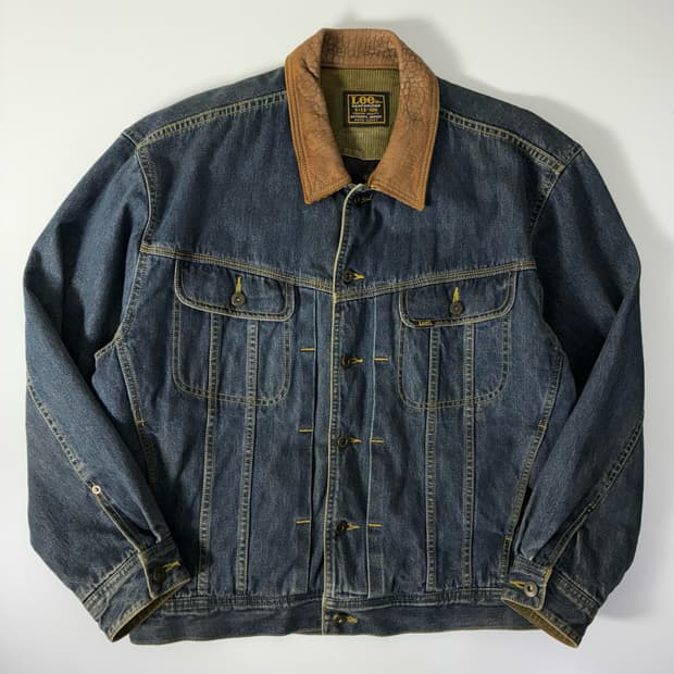 Lee  리 90,s 레더넥 데님 트러커자켓 