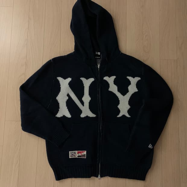 (M)뉴에라 니트 후드집업 네이비