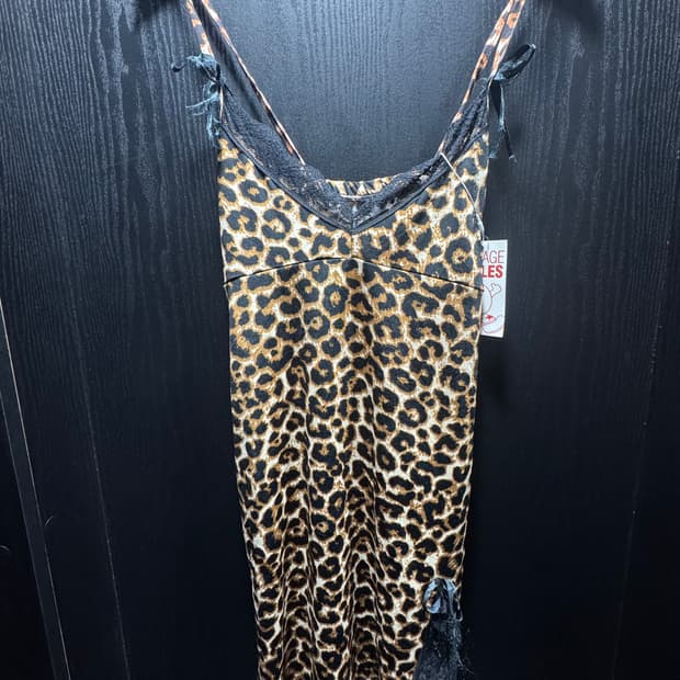 vintage one-piece 호피 리본 나시 원피스