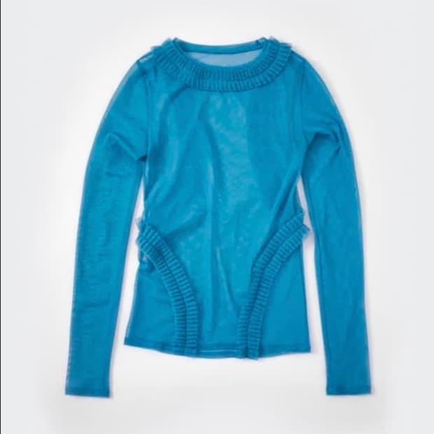 울리카상투스 메쉬 프릴탑 블루