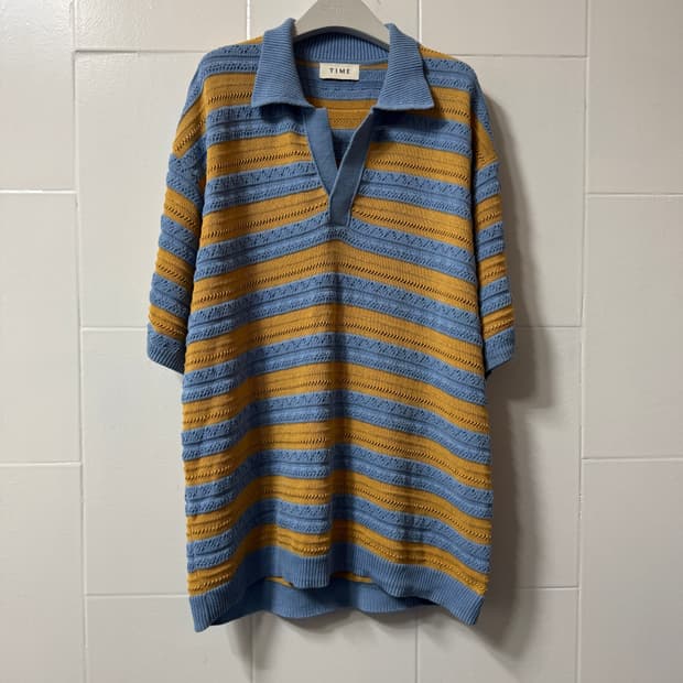 한섬타임 V넥 니트 반팔티